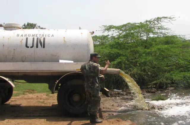 Waste being dumped from UN base Haiti